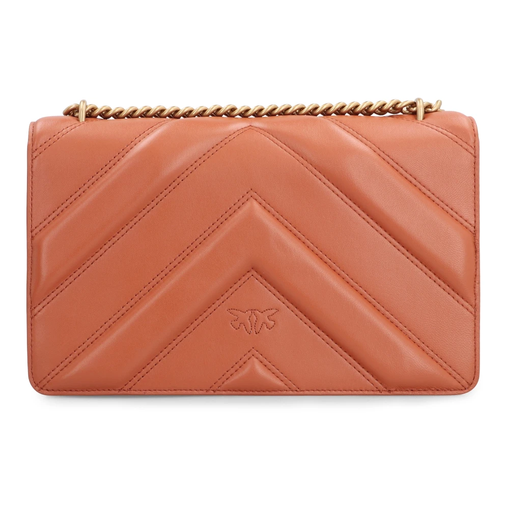 pinko Gewatteerde Leren Love Birds Crossbody Tas Brown Dames
