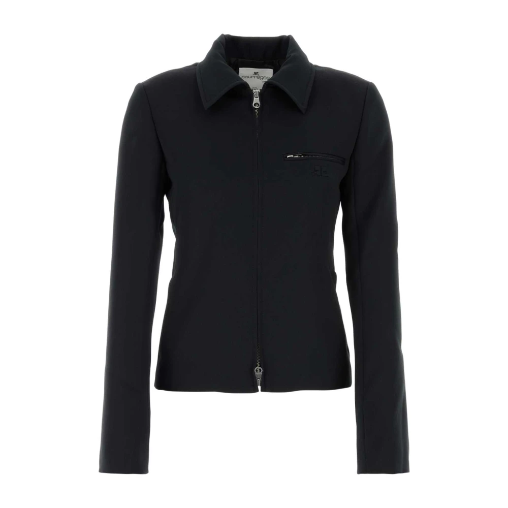 Courrèges Stijlvolle Zwarte Twill Jas Black Dames