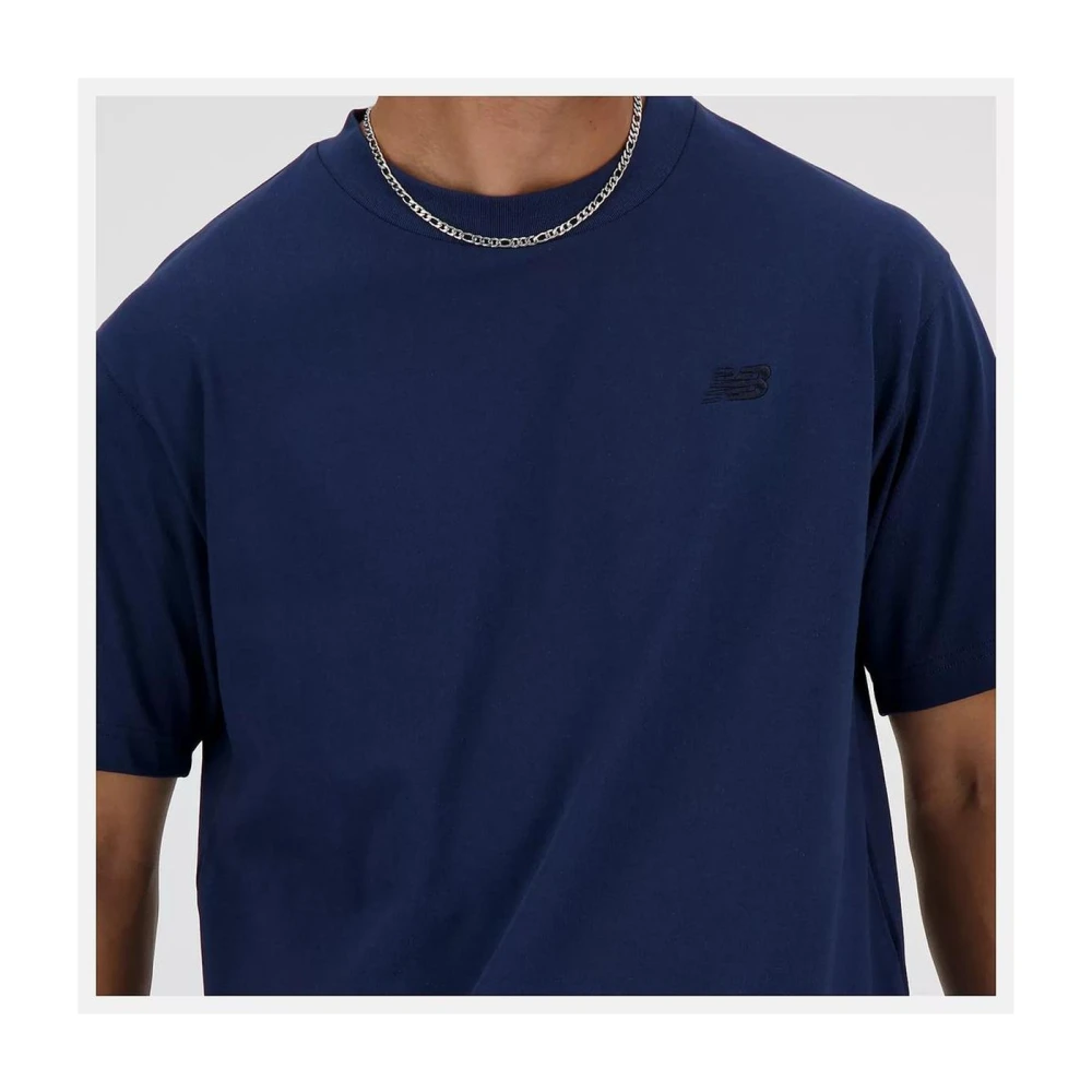 New Balance Blauw Katoenen T-shirt Mannen Collectie Blue Heren