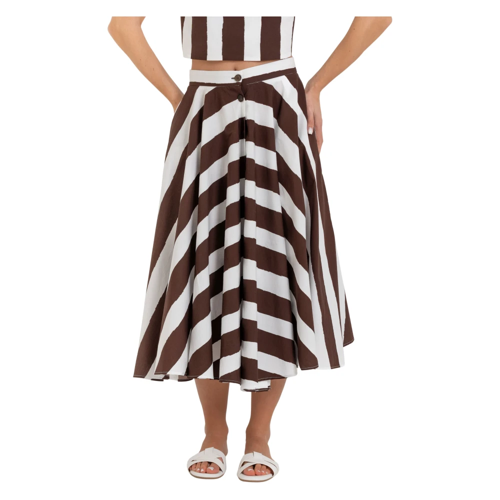 Kocca Brown Midi Skirts, Female, Xl, Flared Midi Skirt