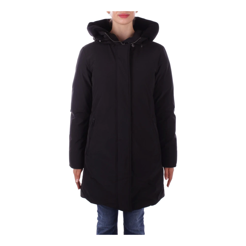 Woolrich Zwarte Gewatteerde Eendendons Jas Black Dames