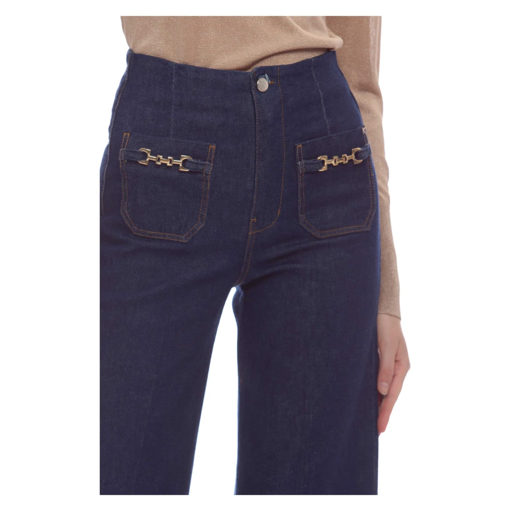 Kocca Elegante high-waisted jeans met goudkleurige horsebit gespen Blue Dames
