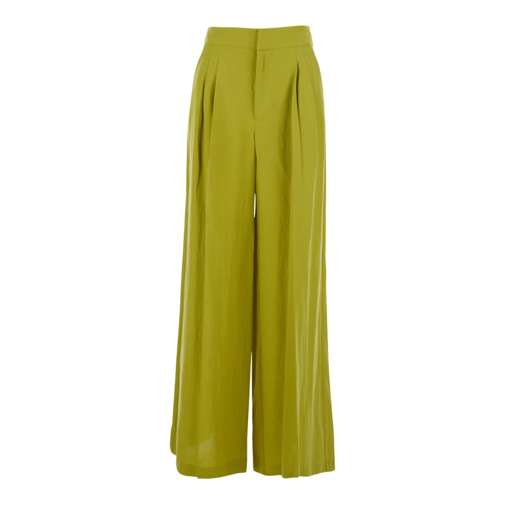 Twinset Women's Green Wide Trousers, M, Wide-Leg Trousers
