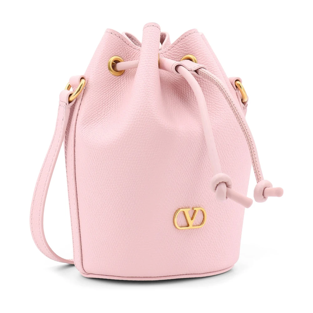 Valentino Garavani Leren Bucket Bag met VLogo Detail Pink Dames