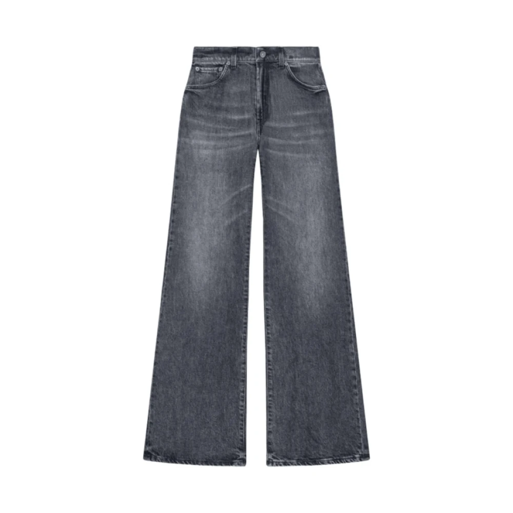Dondup Women's Gray Wide Jeans, W26, Vintage Black Wide-Leg Jeans