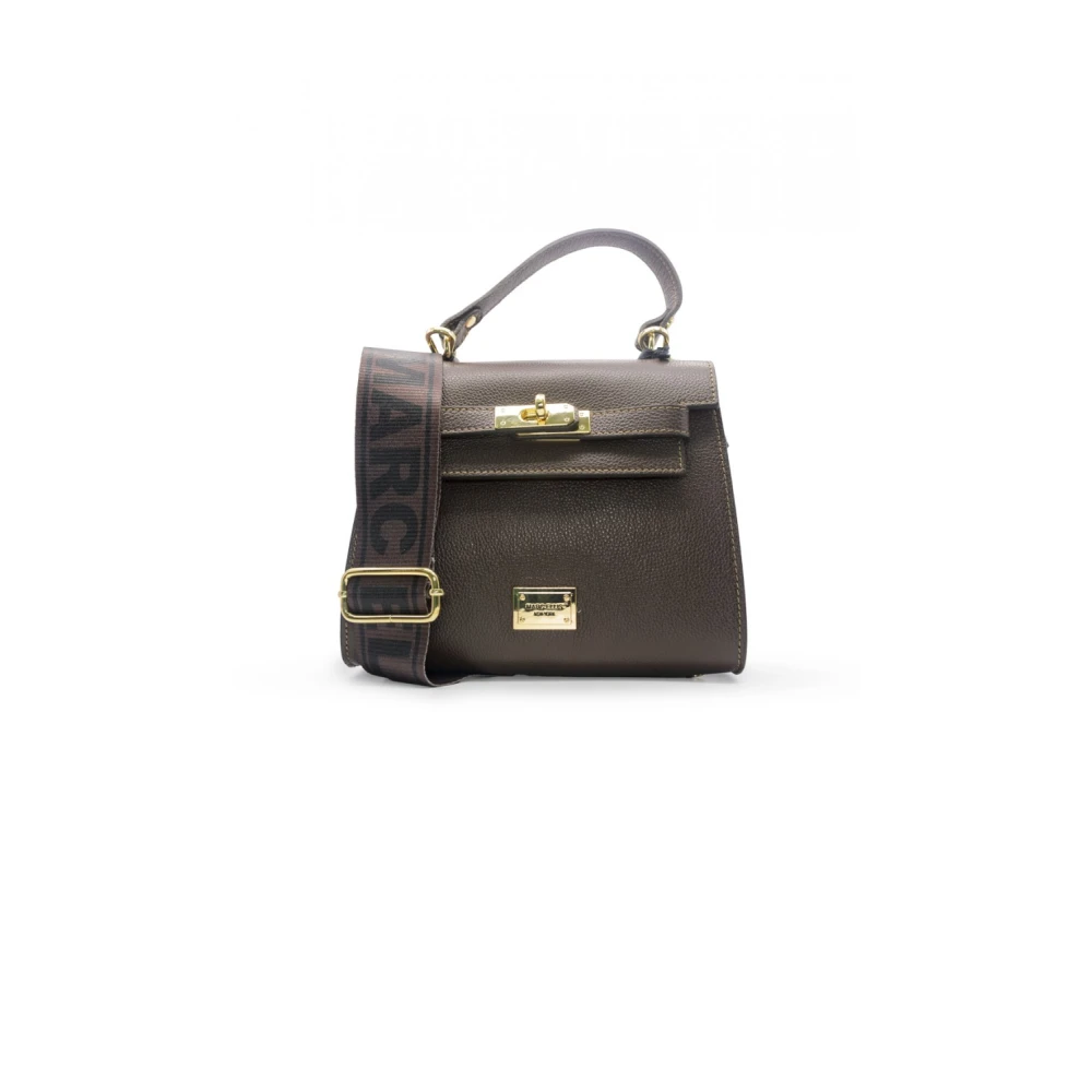 Marc Ellis Bruin en gouden leren handtas Nashville S Brown Dames