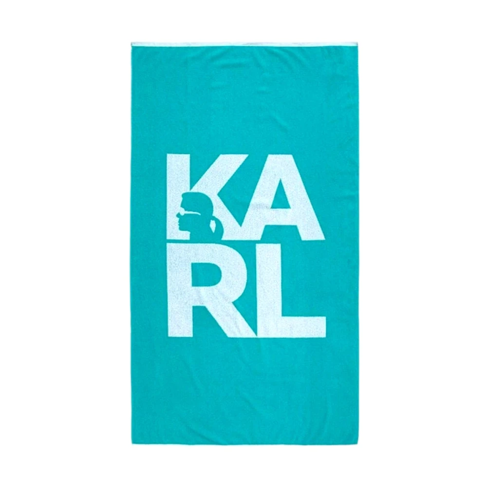 Karl Lagerfeld Strandhanddoek met groot centraal logo Blue Heren
