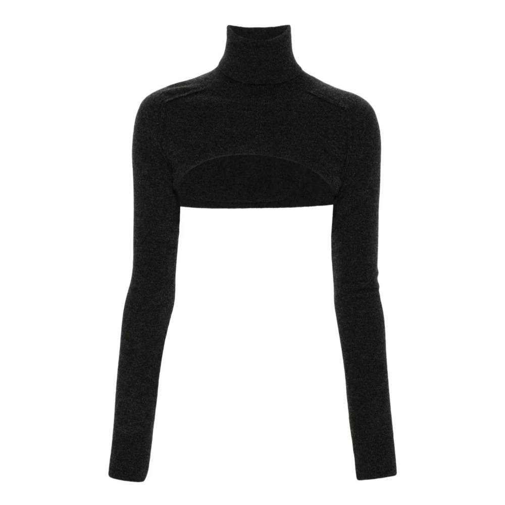 Ermanno Scervino Zwarte Wol Kasjmier Cropped Trui Black Dames