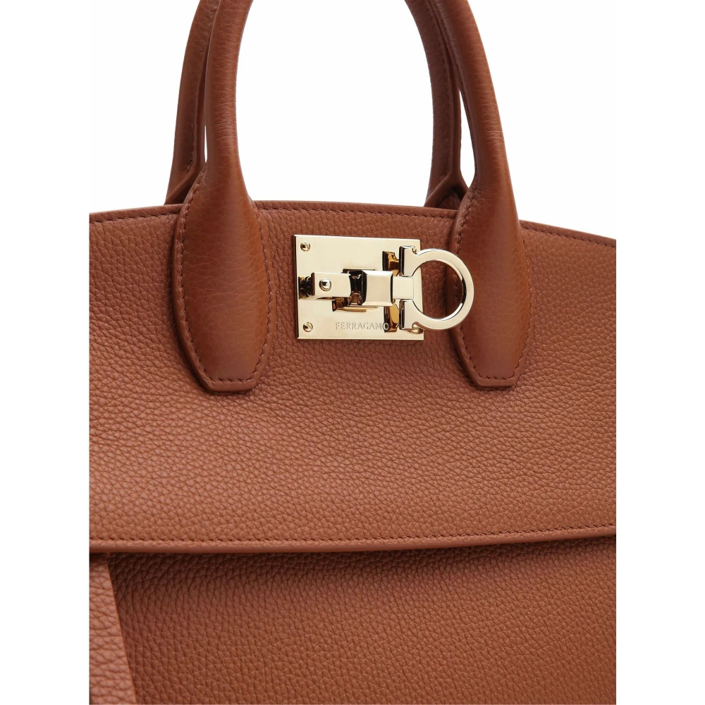 Salvatore Ferragamo Zachte Studio Tas in Cognac Leer Brown Dames