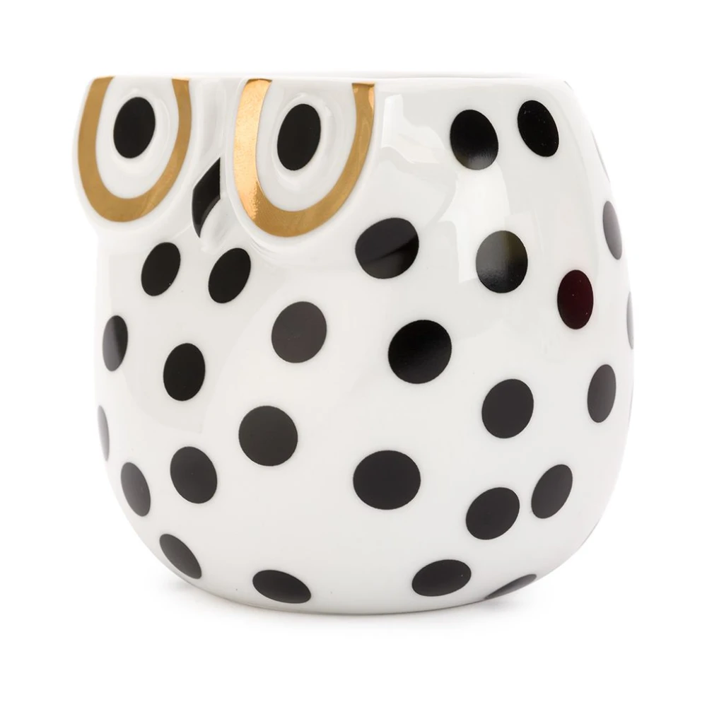 Fornasetti Uilenporseleincontainer met Gouden Accenten White Dames