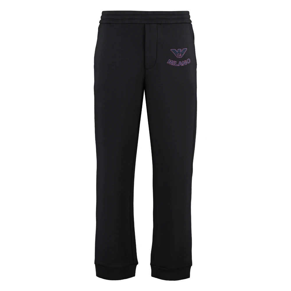 Emporio Armani Geborduurde sweatpants met verstelbare taille Black Heren