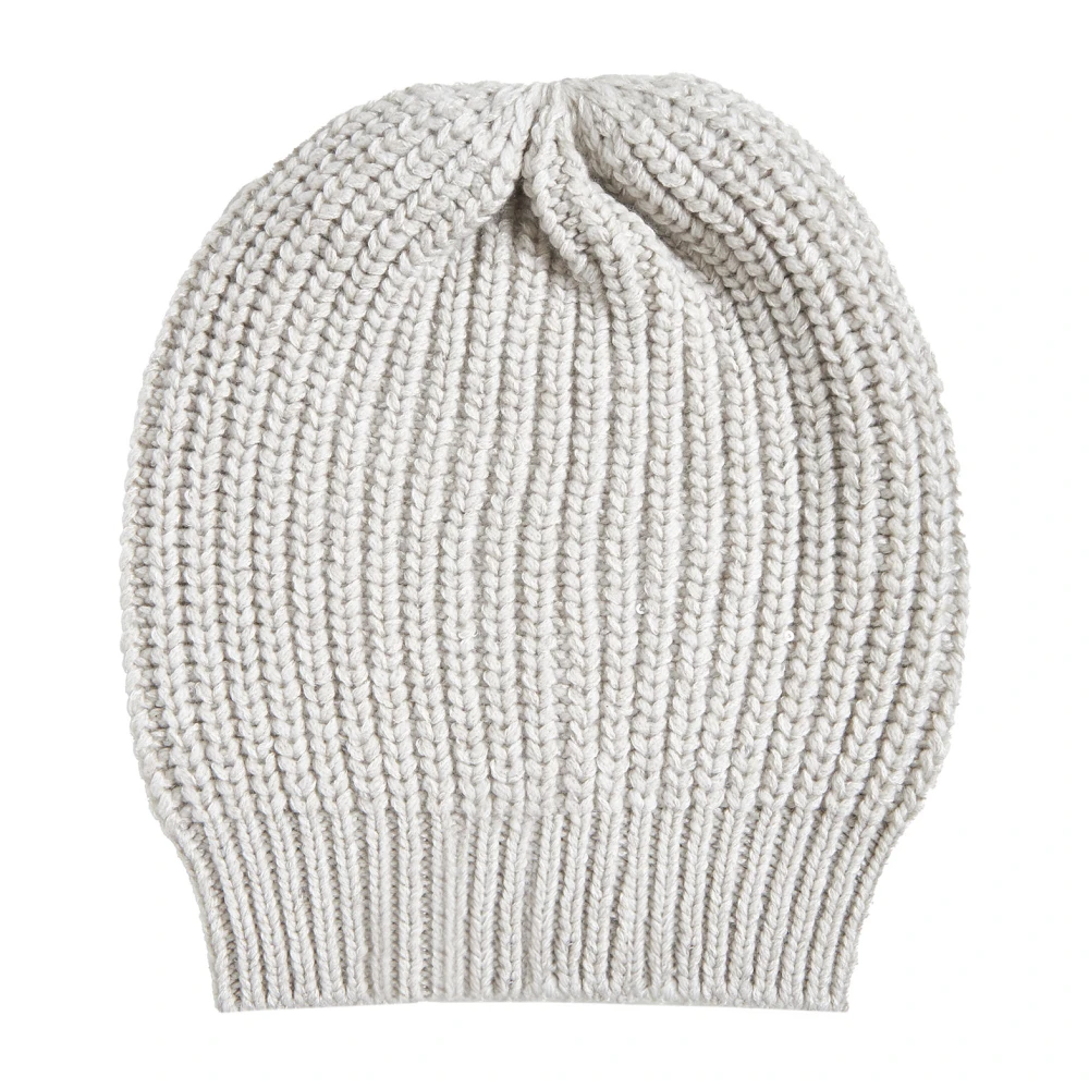 BRUNELLO CUCINELLI Kasjmier Zijde Beanie met Pailletten Gray Dames