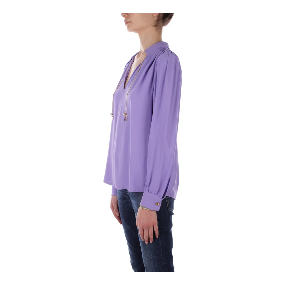 Elisabetta Franchi Pre Logo Ketting Hanger Blouse Purple Dames