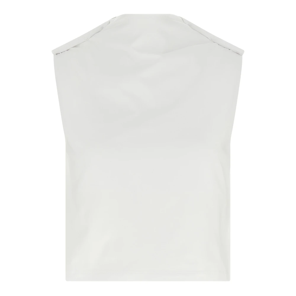 Armarium White Glenda Melange Cotton Jersey Top - Female - Sleeveless Tops - S - Tops