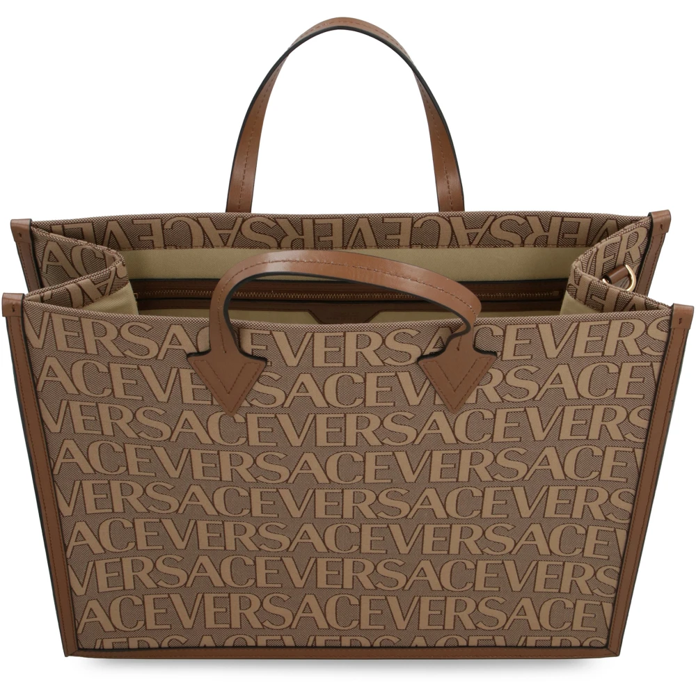 Versace Canvas en leren boodschappentas Beige Heren
