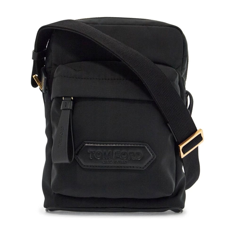 Tom Ford Elegante Leren Messenger Tas Black Heren