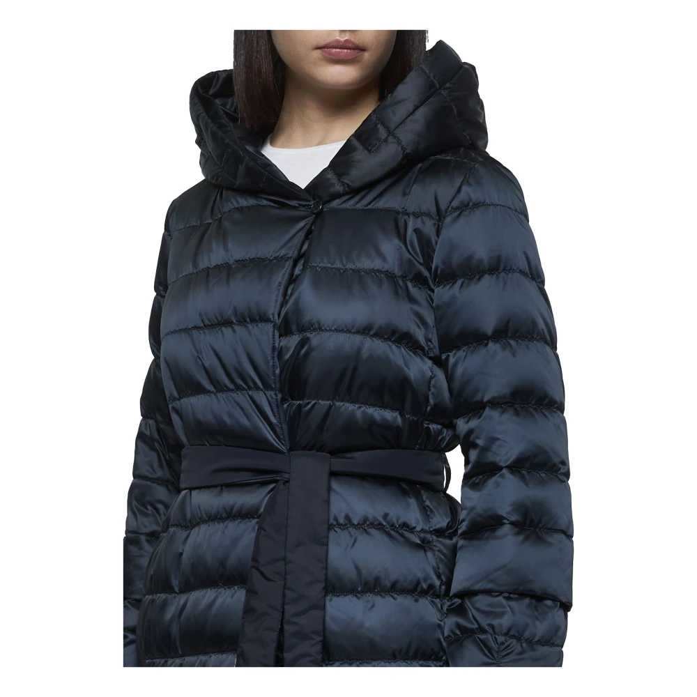 Max Mara Blauwe Gewatteerde Donsjas met Capuchon Blue Dames