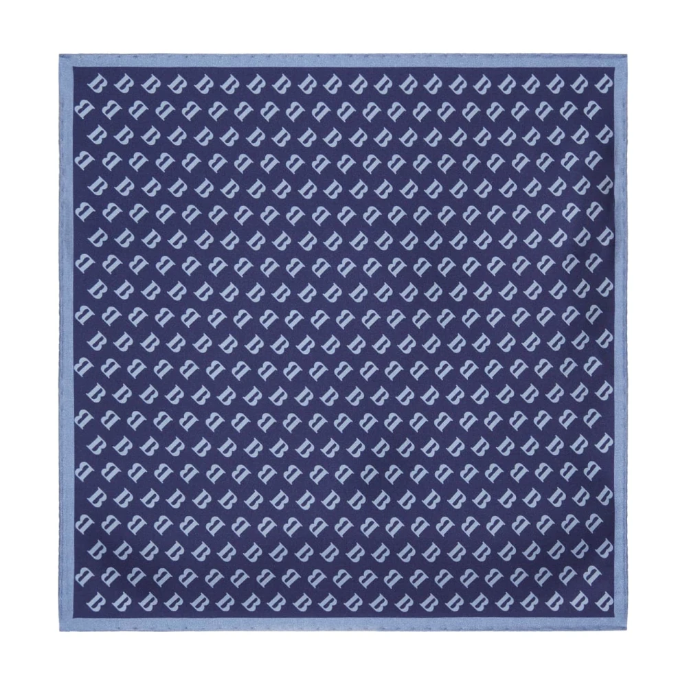 Boggi Milano Zijden Zakdoek met All-over Logo Print Blue Heren