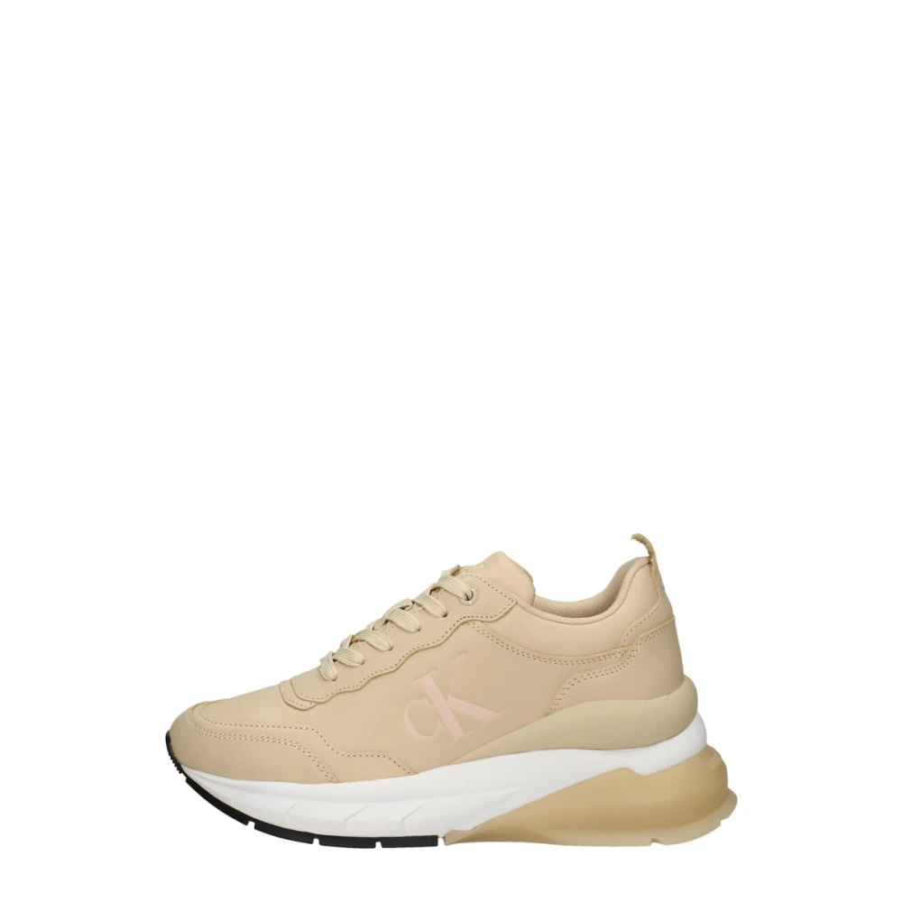 Calvin Klein Wedge Sporty Sneaker Veterschoenen Laag Dames Schoenen Beige