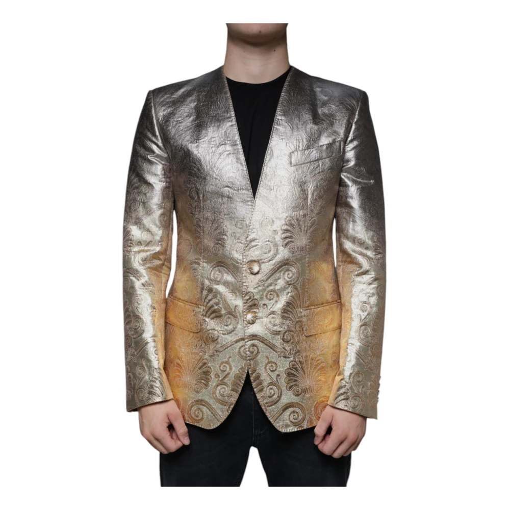 Dolce & Gabbana Herren Gelb Goldener Slim Fit Blazer Mit Zwei Knöpfen