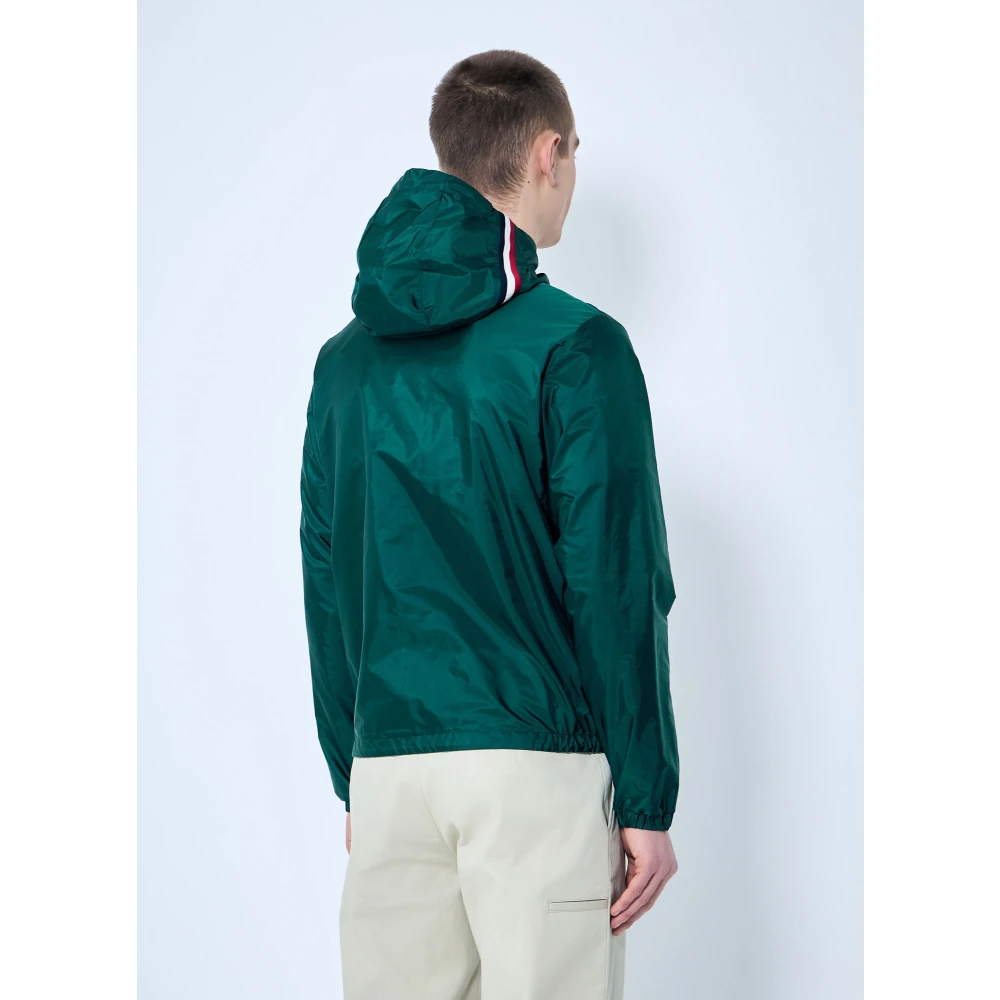 Moncler Gestreepte capuchon windjack Green Heren