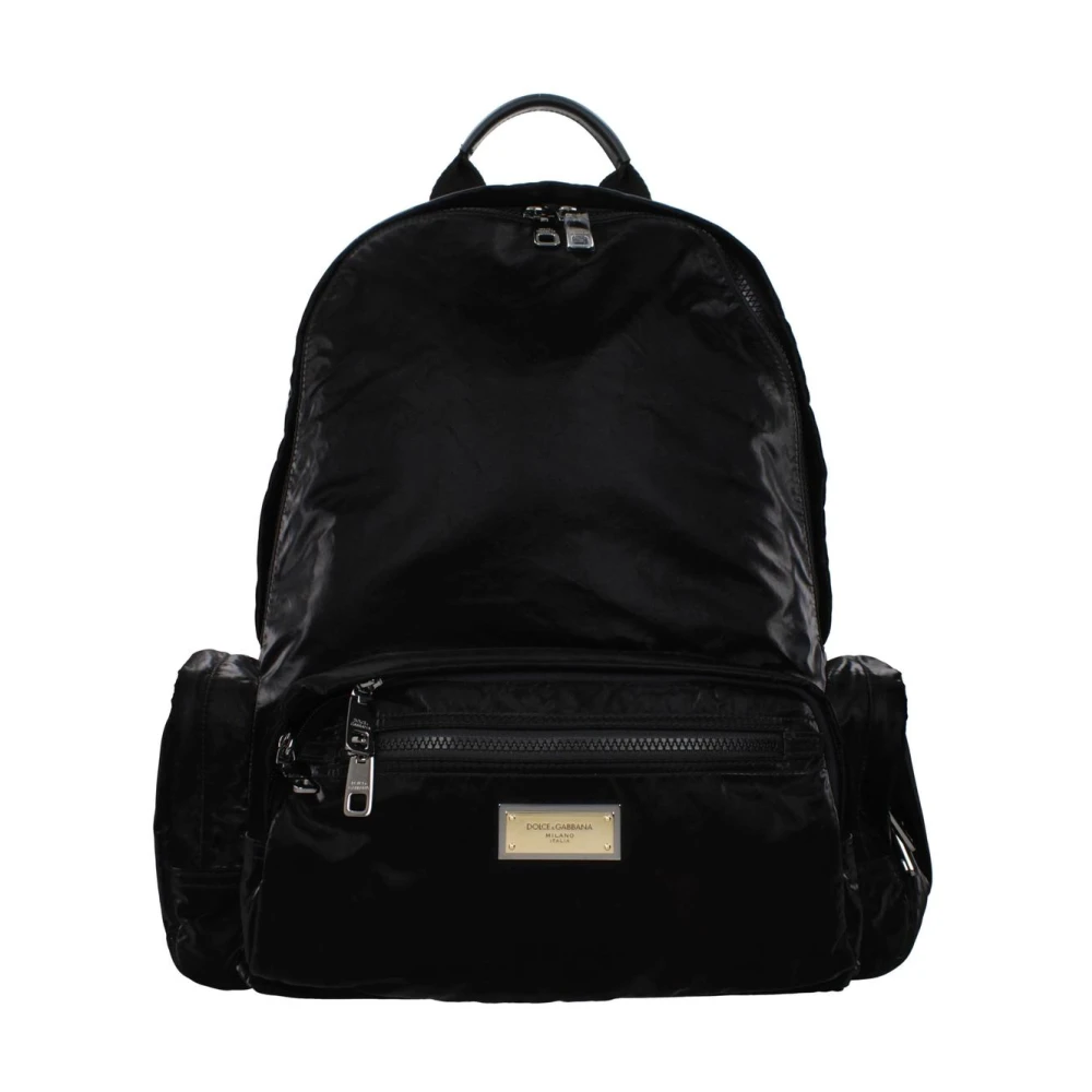 Dolce & Gabbana Svart Nylonryggsäck Med Flera Fack