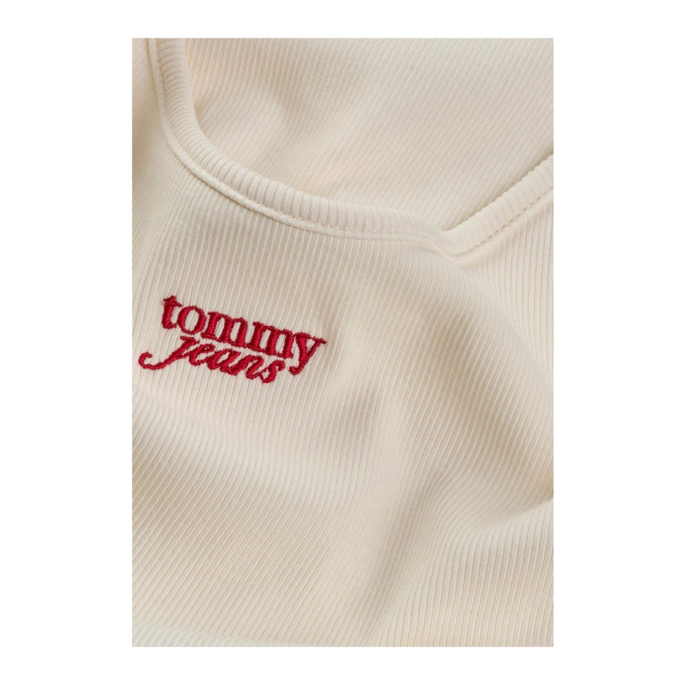 Tommy Jeans Elegant V-Neck Cotton Top White Dames