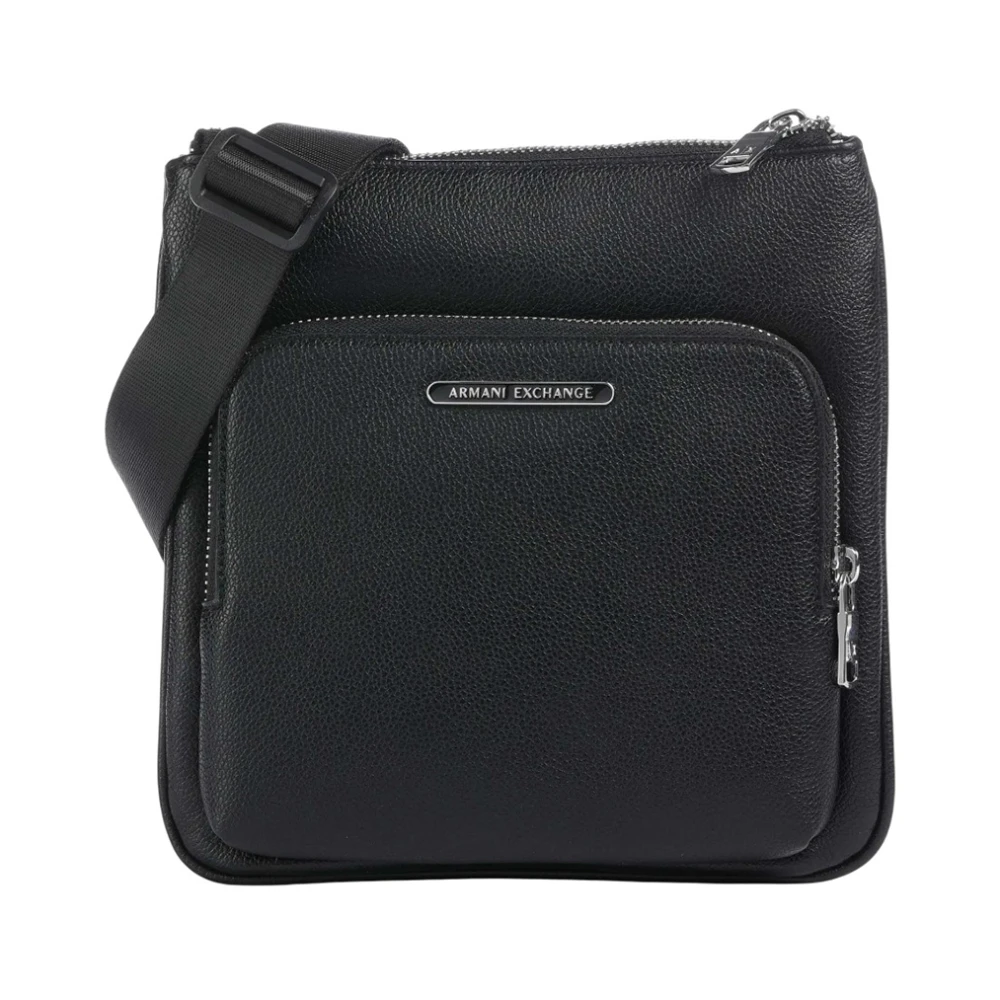 Armani Exchange Men's Black Messenger Bags, One Size, Stylish Crossbody Bag With Zip Closure