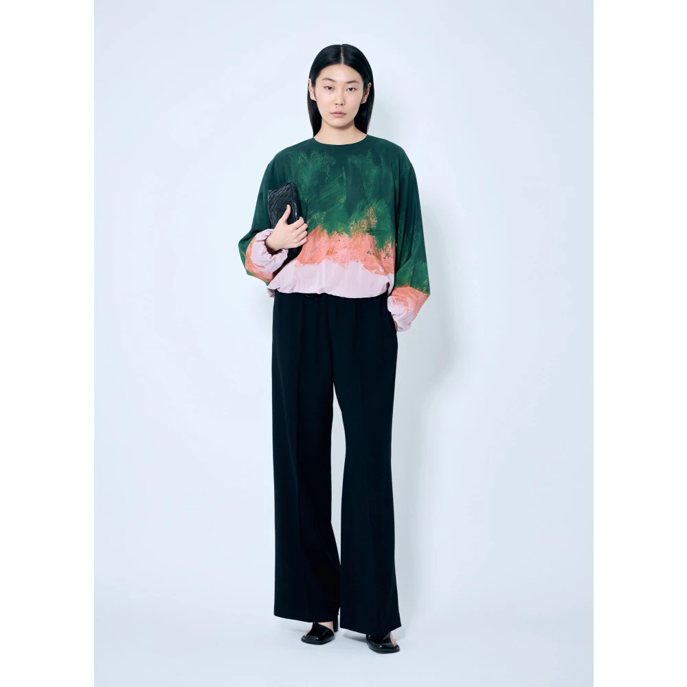 Dries Van Noten Zijdeblend Gedrukte Capo Blouse Multicolor Dames