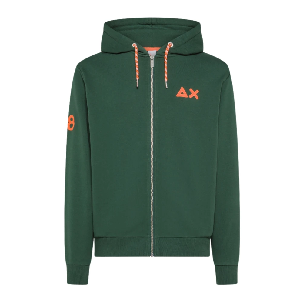 Sun68 Stijlvolle Sweater met Capuchon en Rits Green Heren