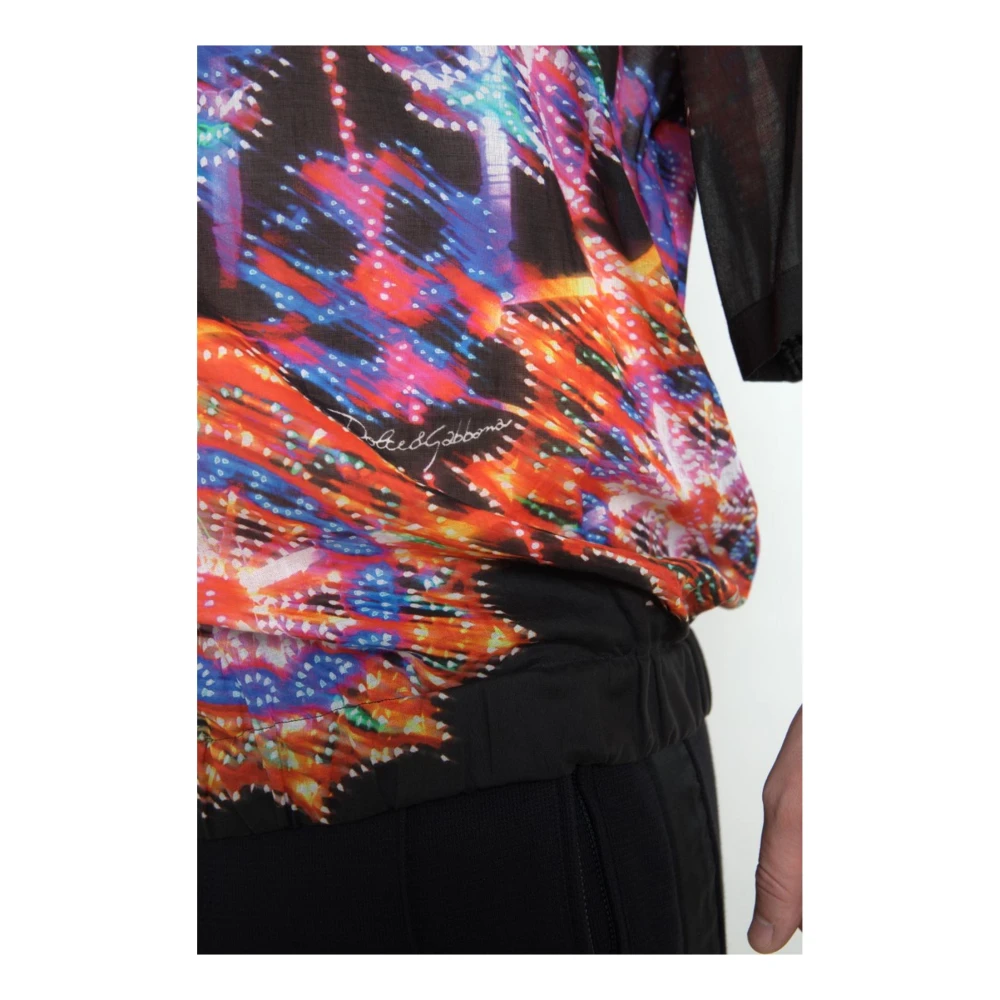 Dolce & Gabbana Multicolor Luminarie Print Cotton Polo Shirt Multicolor Heren