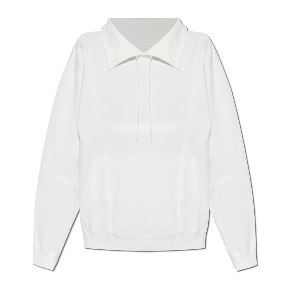 Mm6 Maison Margiela Women's White Sweatshirts, Xs, Sweatshirt With Stand-Up Collar