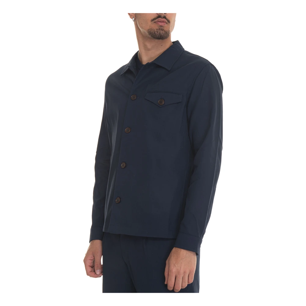 Hindustrie Lichtgewicht Overshirt met knoopsluiting Blue Heren