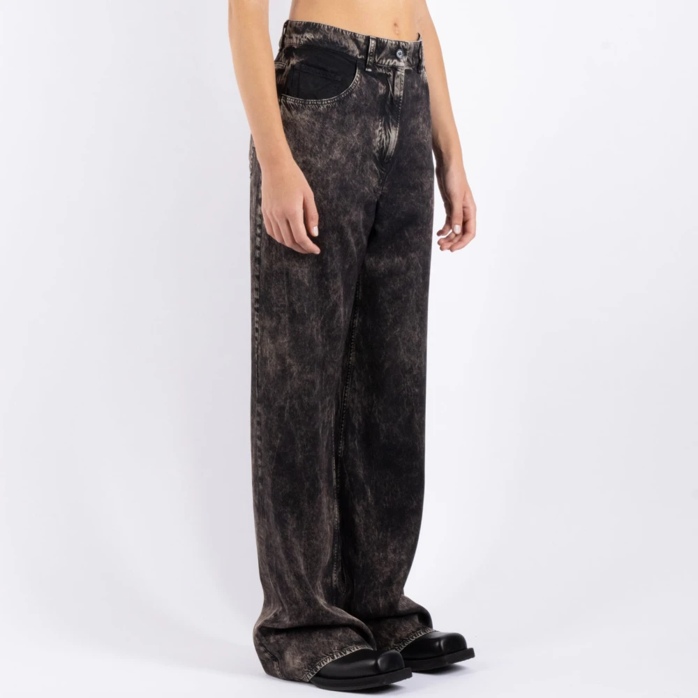 Acne Studios Stijlvolle Zwart Beige Broek Black Dames