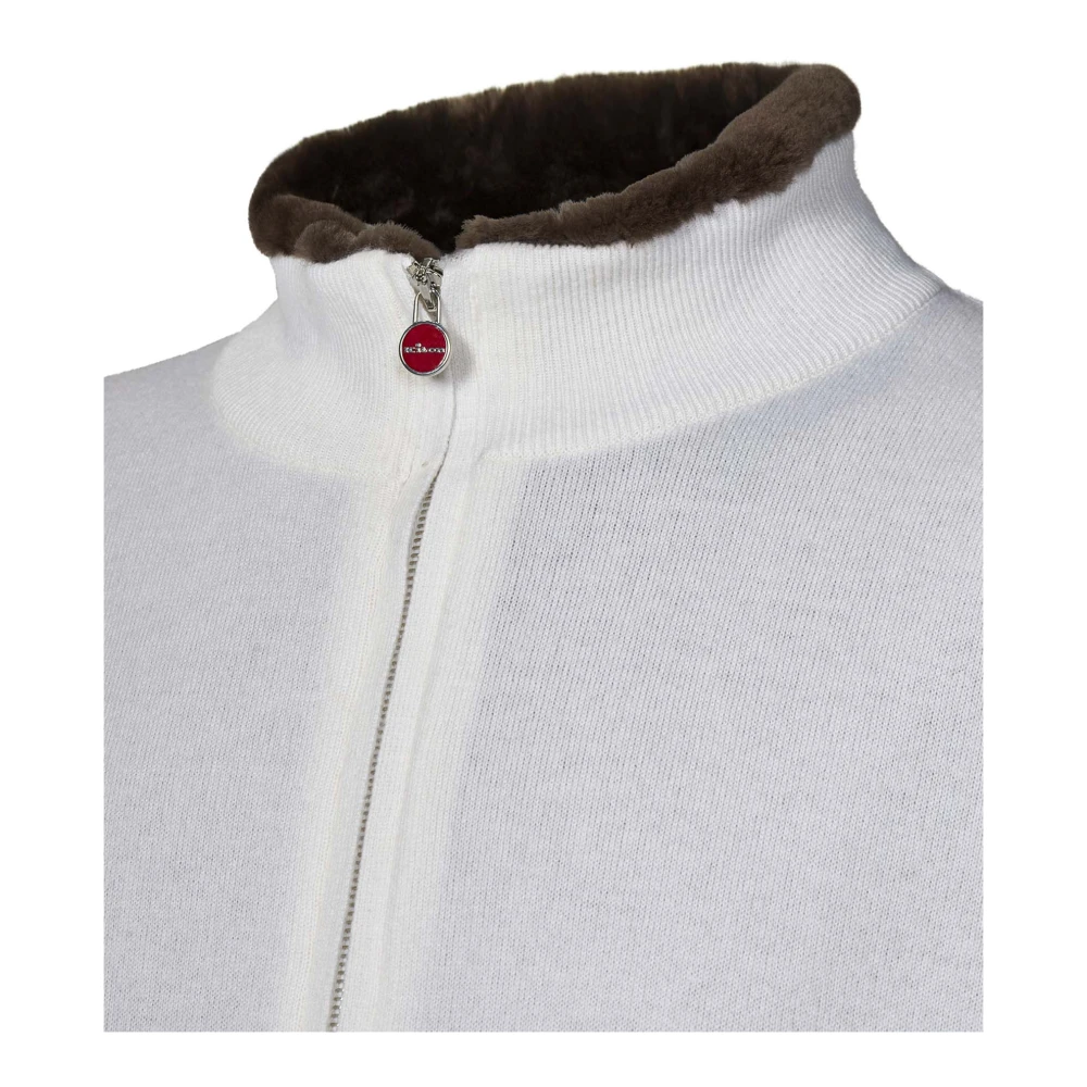 Kiton Luxe Witte Kasjmier Schapenvacht Jas White Heren