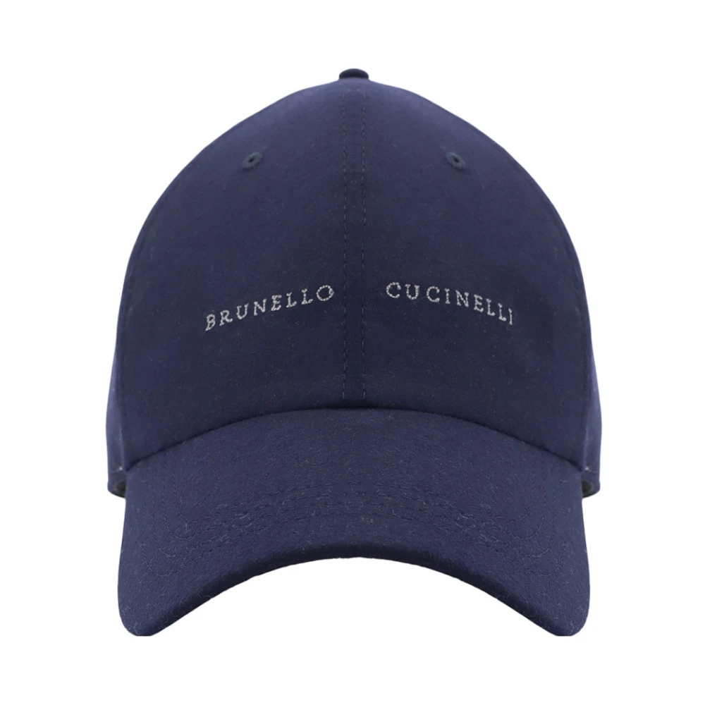 BRUNELLO CUCINELLI Kasjmier Zijden Hoed met Logo Borduurwerk Blue Heren