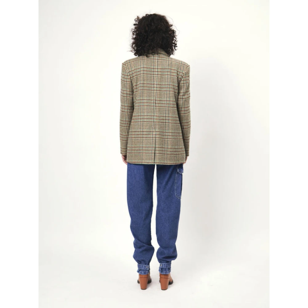 Dante 6 Multicolor Glencheck Blazer van gerecyclede wolmix Brown Dames