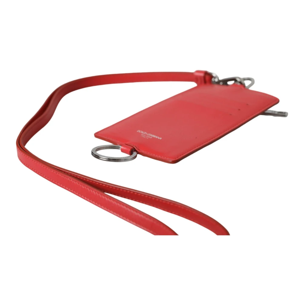 Dolce & Gabbana Rode Leren Logo Kaarthouder Portemonnee Red Unisex