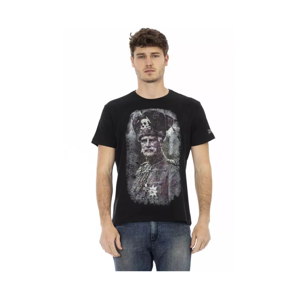 Trussardi Zwart Grafisch T-shirt met Artistiek Flair Black Heren