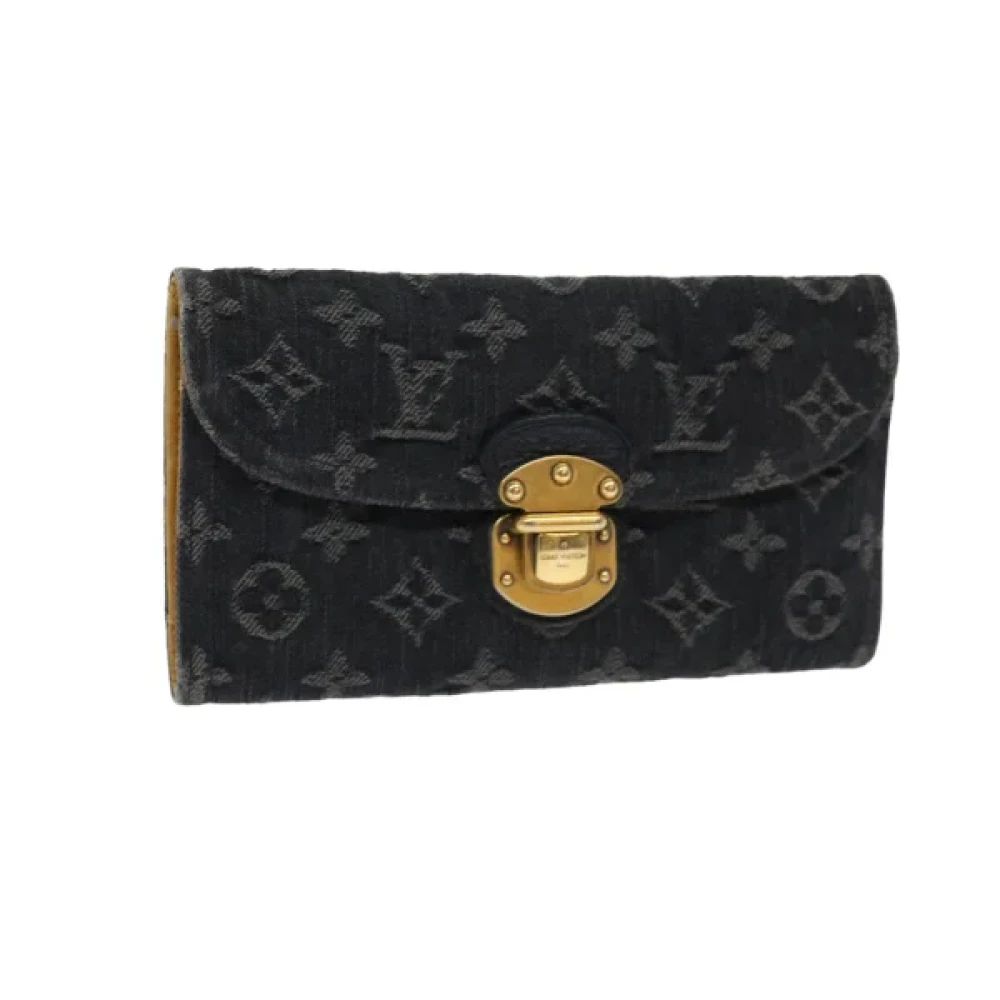 Louis Vuitton Vintage Pre-owned Denim wallets Black Dames