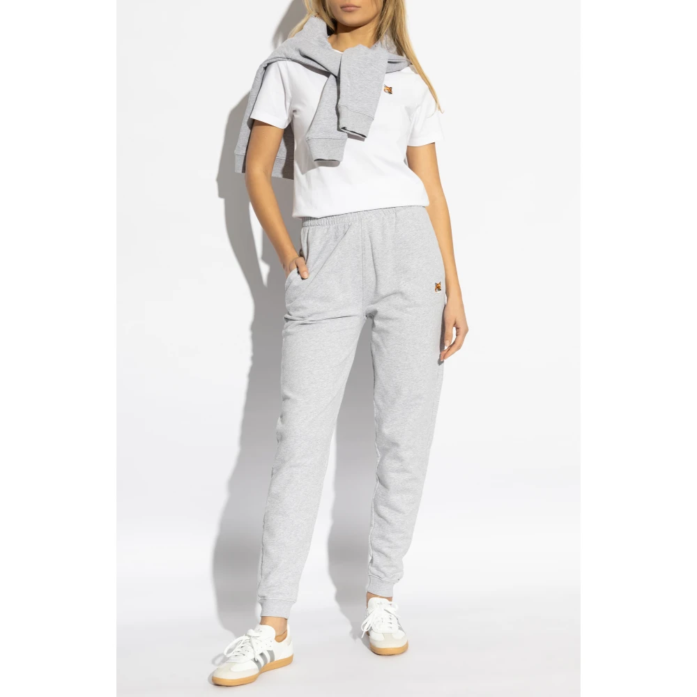 Maison Kitsuné T-shirt met logo patch White Dames