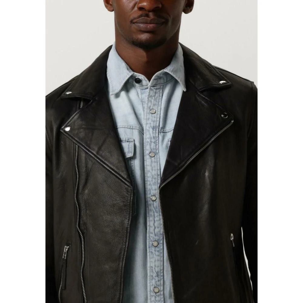 Goosecraft Zwarte Leren Bikerjas Black Heren