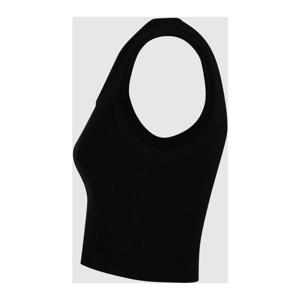 Agolde Geribbelde tanktop met sportieve snit Black Dames