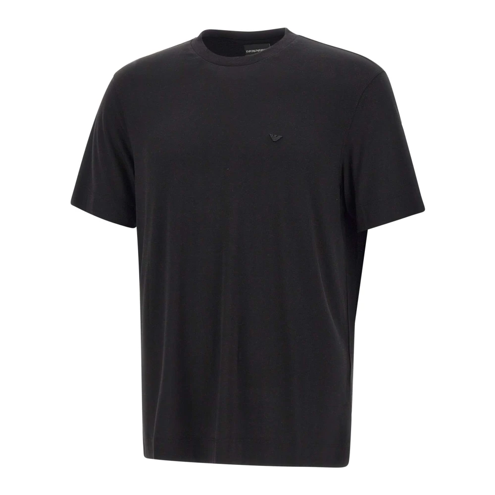 Emporio Armani Herr Svart Toppar M, Silk And Modal T-Shirt