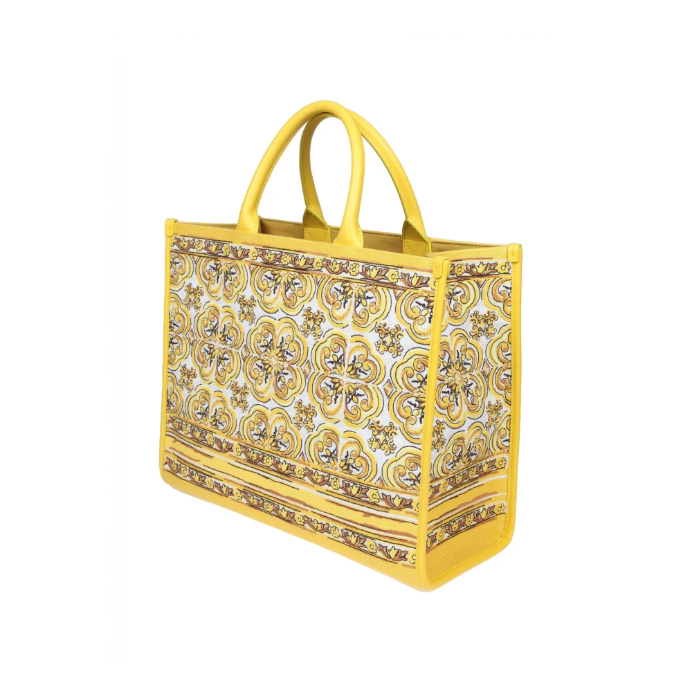 Dolce & Gabbana Majolica Print Shopper Yellow Dames