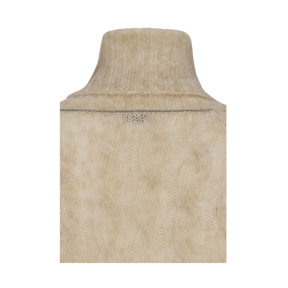 BRUNELLO CUCINELLI Wollen Coltrui met Kabelbreisel Beige Dames