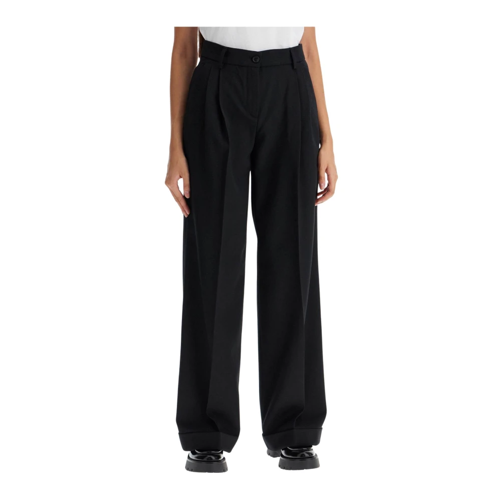 Pinko Wijde Palazzo Broek in Twill Black Dames