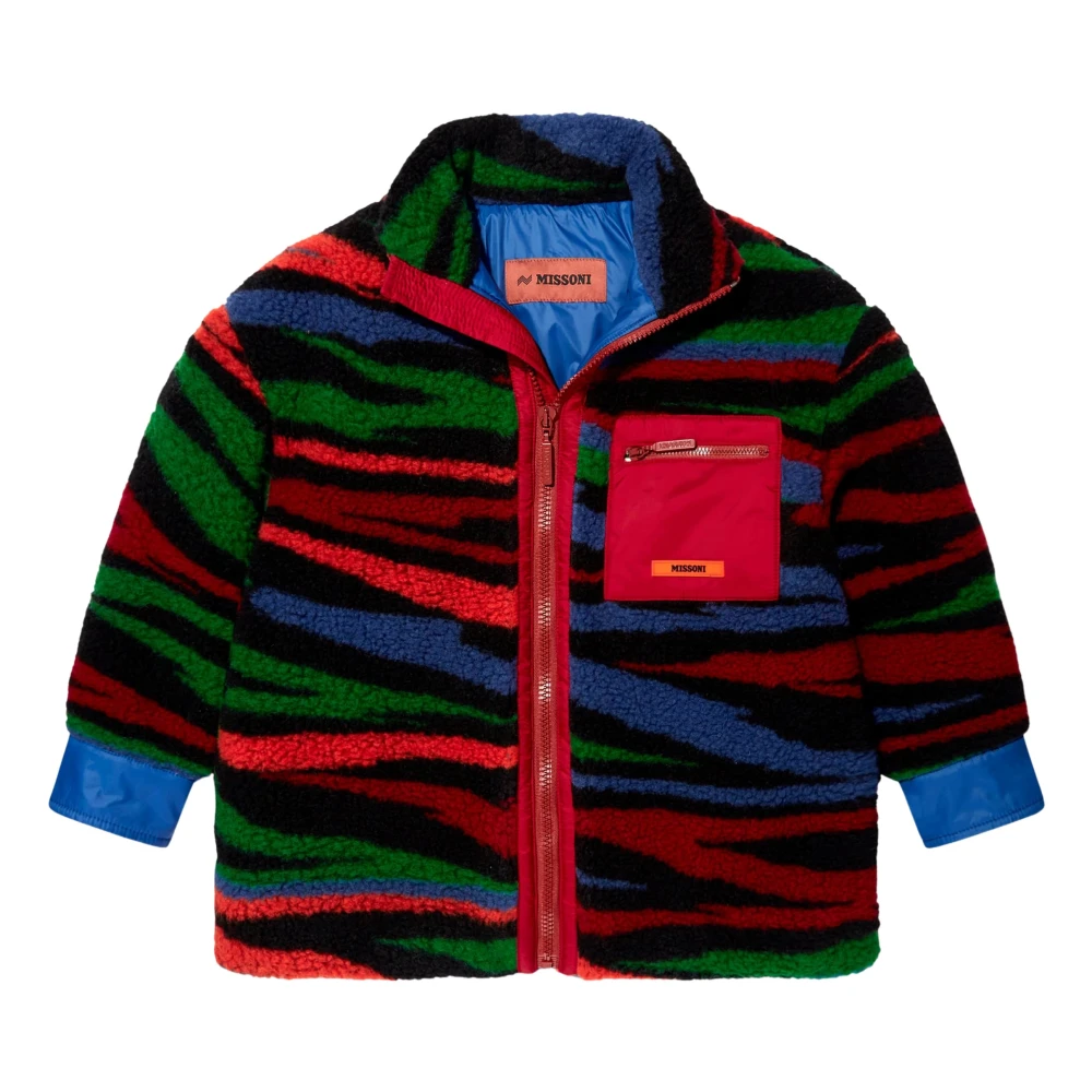 Missoni Boys Multicolor Fleece Jackets, 6 Y, Colorful Tiger Stripe Puffer Jacket