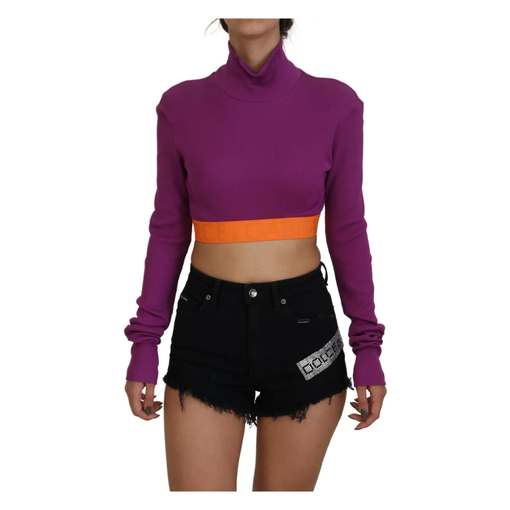 Dolce & Gabbana Luxe Paarse Turtleneck Sweater Purple Dames