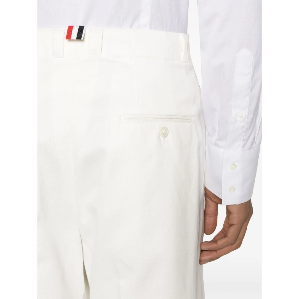 Thom Browne Witte katoenen weefsel serge shorts White Heren